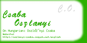 csaba oszlanyi business card